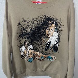 Vintage Native American print crewneck